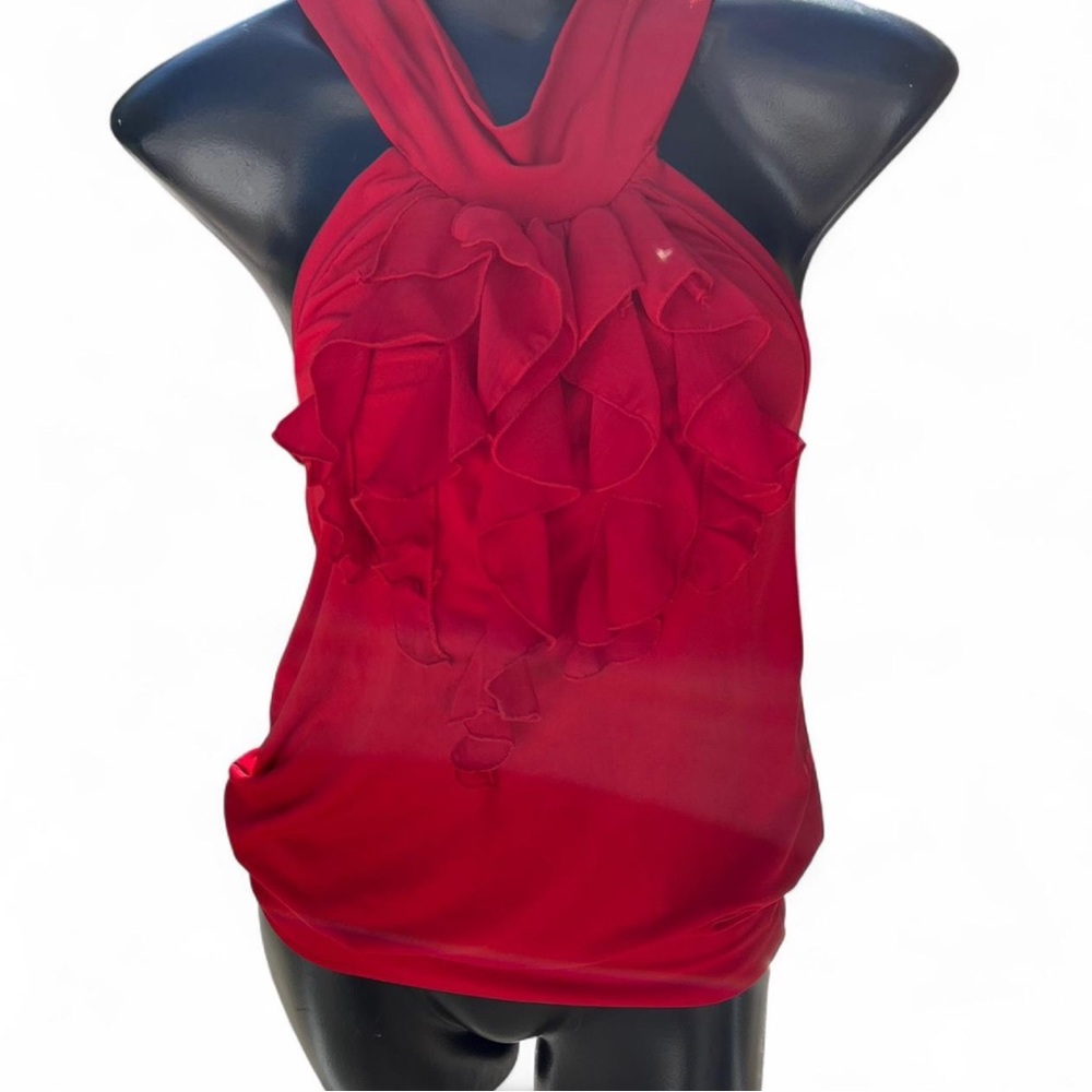 Elegant Red Ruffle Halter Top